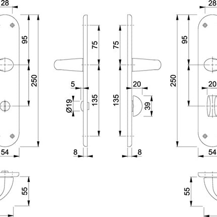 Set di ristrutturazione Hoppe Tôkyô 1710/3334 ( 8000348501 ) Alluminio F1 Distanza 78 mm