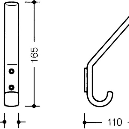 HEWI Haczyk do szatni 477.90.070 ( 3000206897 ) pojedynczy Występ 108 mm Wysokość 163 mm