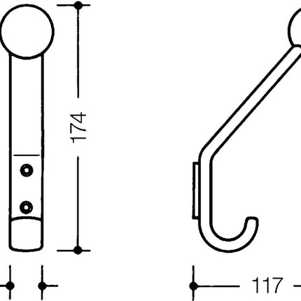 Percha HEWI 477.90.080 ( 3000206925 ) simple Proyección 116 mm Altura 172 mm
