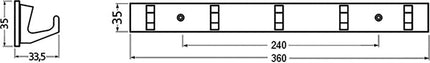 Gancho toallero Hermeta ( 3000283283 ) 5 ganchos Altura 35 mm Longitud 360 mm Proyección 33,5 mm