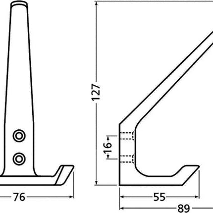 Hermeta Huthaken 0032 ( 3000283273 ) zweifach Ausladung 89 mm Höhe 127 mm