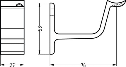 Hermeta handrail support 3553 ( 3000283346 ) aluminium silver anodised curved support