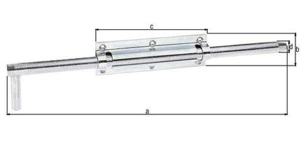 GAH Alberts bolt-rod latch ( 8002910407 ) length 400 mm width 57 mm steel extension 120 mm