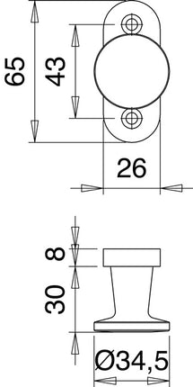 EDI Hebetürknopf ( 3000261202 ) Aluminium F2 / neusilberfarbig