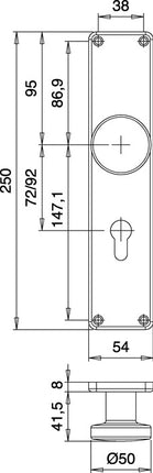 Pomo EDI placa de renovación 344 H ( 3000261364 ) acero inoxidable EST 92 mm PZ