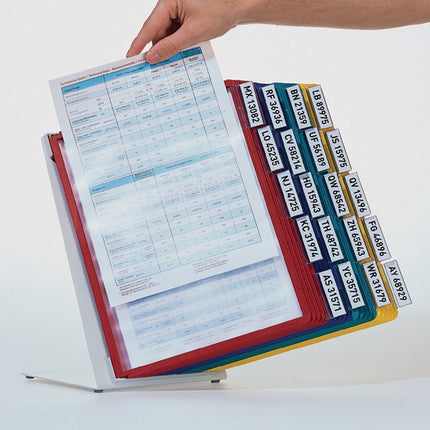 Wytrzymały stojak stołowy ( 9000492496 ) z blachy stalowej w kolorze jasnoszarym, RAL 7035 z ramą profilowaną