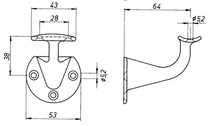 DENI handrail support ( 3000259226 ) cast iron black lacquered curved support