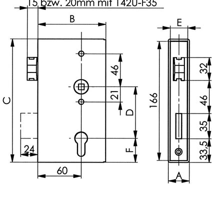 Obudowa zamka AMF 140UM ( 3000251254 ) DIN lewy / prawy rozstaw 60 mm