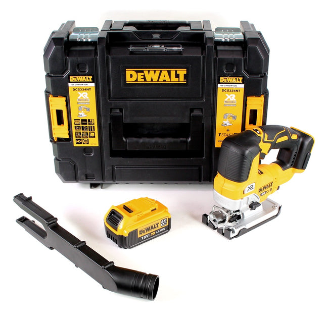 Sierra de calar pendular sin cable DeWalt DCS 334 NT 18V sin escobillas + 1x batería recargable 4.0Ah + TSTAK - sin cargador