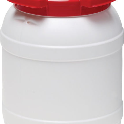 Wide-neck drum ( 9000450100 ) 6.0 l PE white with red lid Filling opening-Ø 136 mm