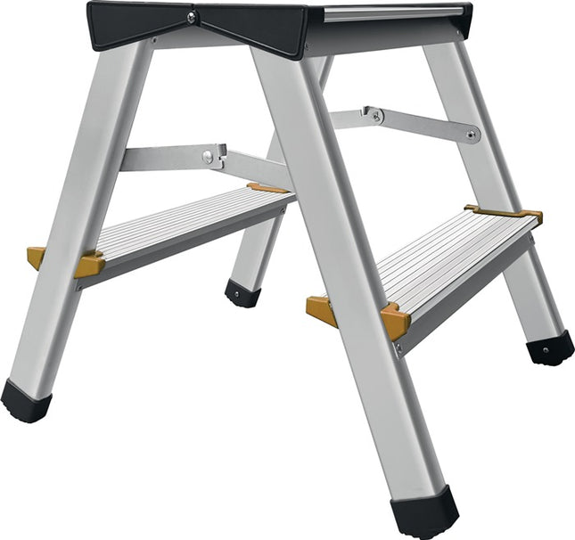 Peldaños plegables ( 9000465010 ) Peldaños incl. plataforma 2 aluminio con nervaduras antideslizantes