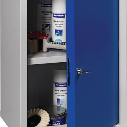 Armadio a muro ( 9000453657 ) H600xL400xP300 mm lamiera piena, 1 ripiano grigio chiaro, RAL 7035/blu genziana, RAL 5010