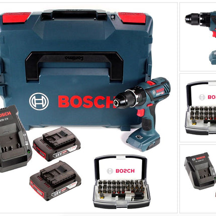 Bosch GSB 18 V-28 Professional 18 V Li-Ion Akku Schlagbohrschrauber in L-Boxx + 2 x 2,0 Ah Akku + Ladegerät + 32 tlg. Bit-Set - Toolbrothers