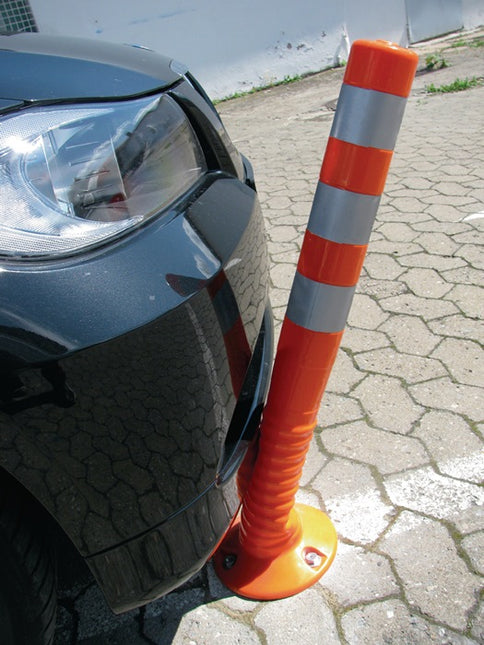 Słupek bariery ( 9000490026 ) plastikowy pomarańczowy/biały Ø 80 mm z materiałem mocującym