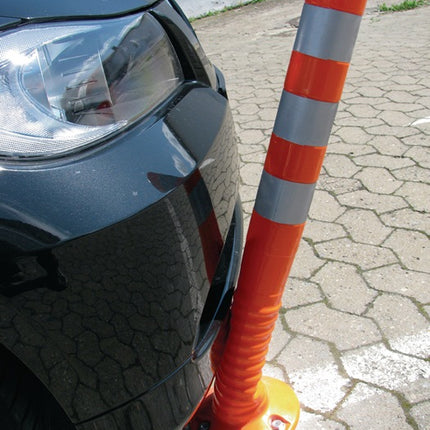Poteau de barrage ( 9000490027 ) Plastique blanc/rouge Ø 80 mm Hauteur hors sol1000 mm