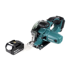 Makita DCS 552 T1 18 V Akku Metall Handkreissäge 136 mm + 1x 5,0 Ah Akku + Sägeblatt und Schutzbrille - ohne Lader