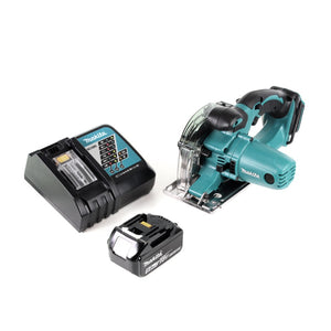 Makita DCS 552 RT1 18 V Akku Metall Handkreissäge 136 mm + 1x 5,0 Ah Akku und Ladegerät + Sägeblatt und Schutzbrille