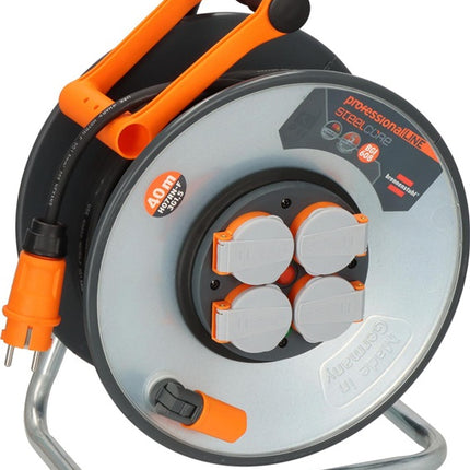 Brennenstuhl cable reel professionalLINE SteelCore ( 8000809075 ) 40 m rubber 3 x 1.5 mm² sheet steel insulated IP44