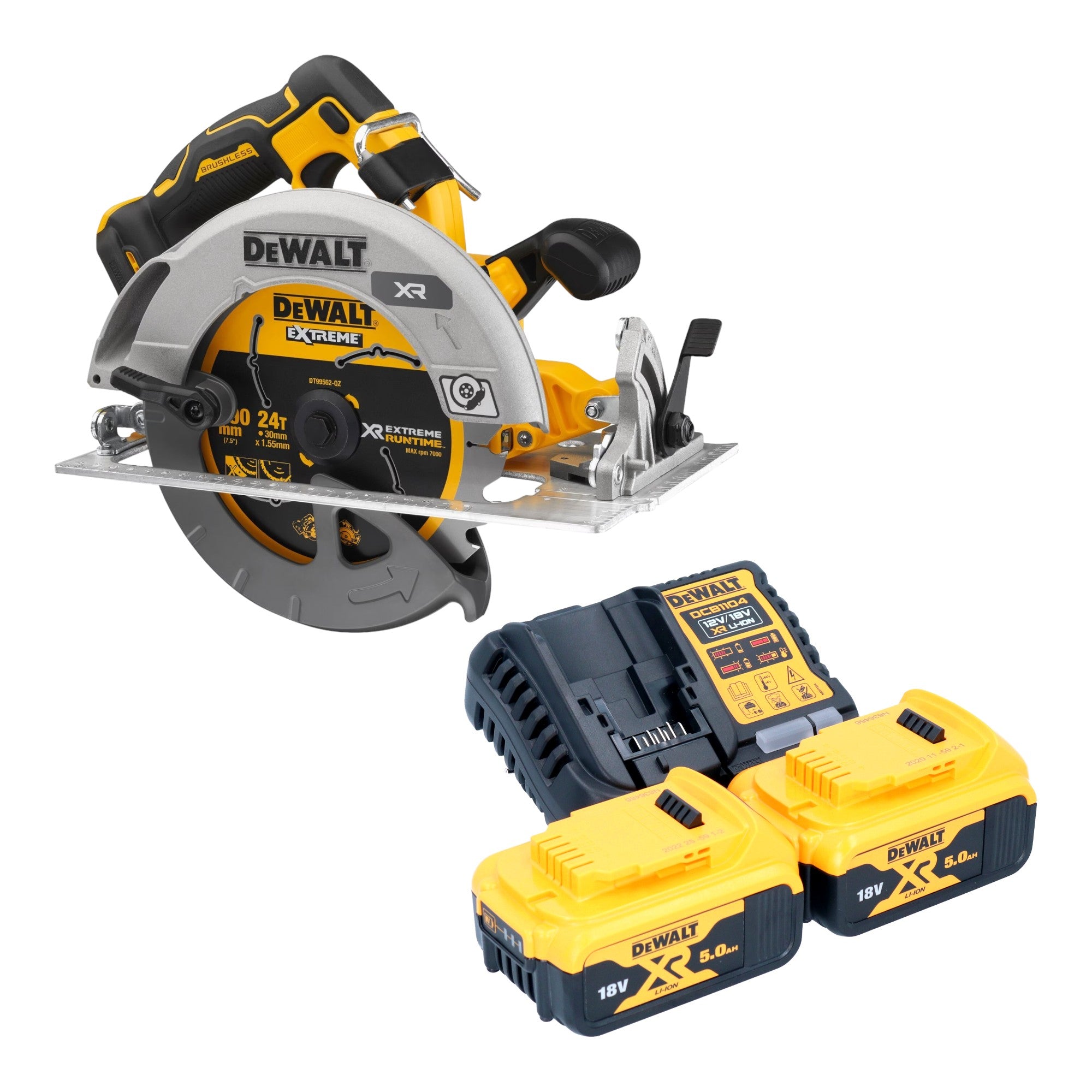 DeWalt DCS 573 P2 Akku Handkreissaege 18 V 190 x 30 mm Brushless 2x Akku 5 0 Ah Ladegeraet 0 - toolbrothers
