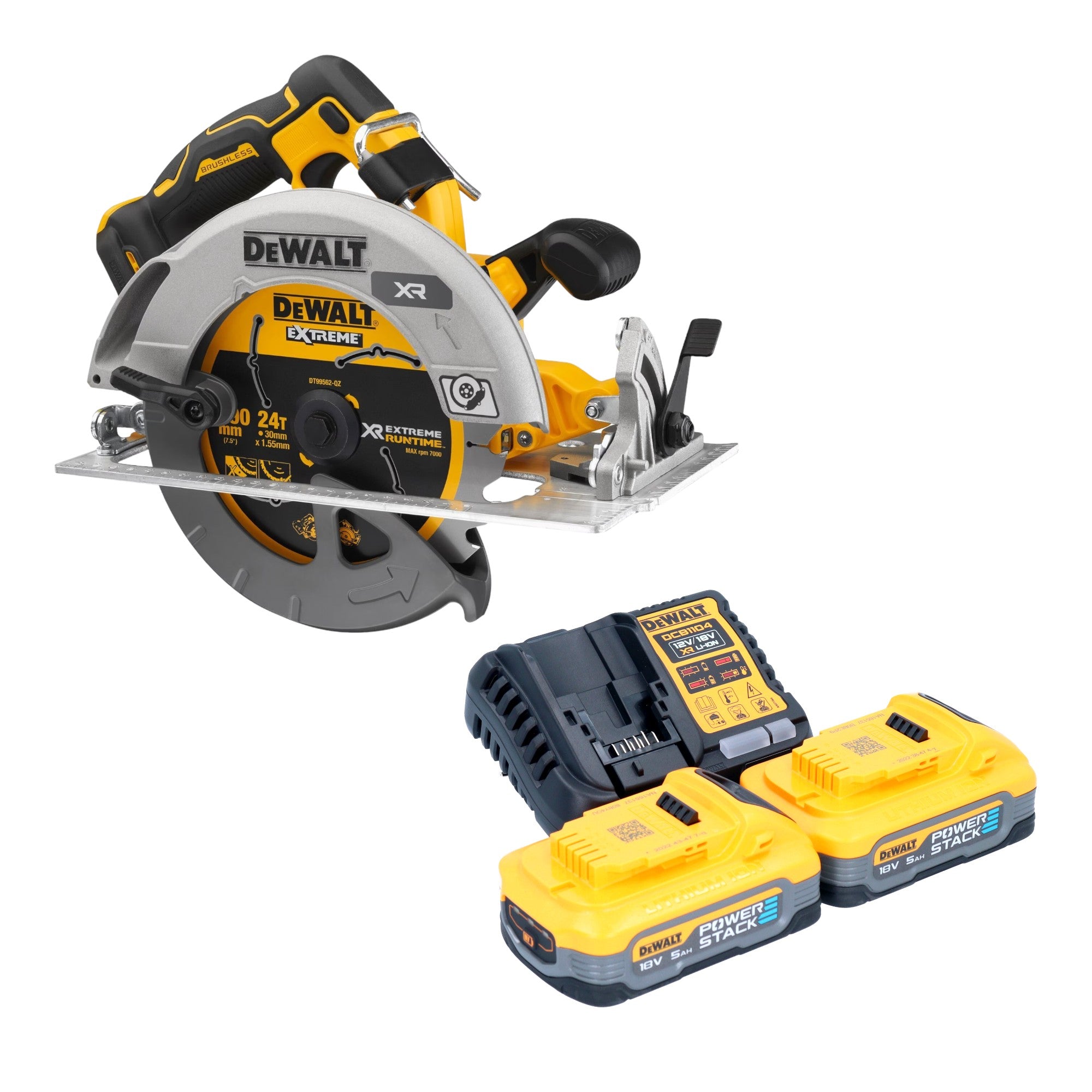 DeWalt DCS 573 H2 Akku Handkreissaege 18 V 190 x 30 mm Brushless 2x Akku Powerstack 5 0 Ah Ladegeraet 0 - toolbrothers