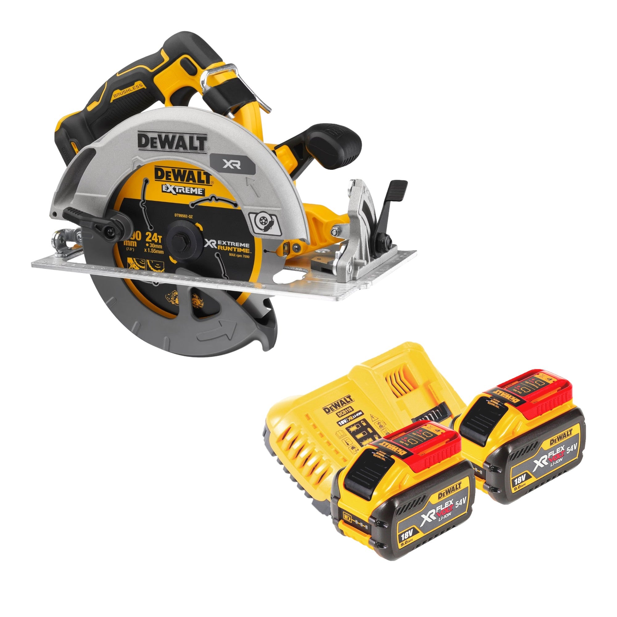 DeWalt DCS 573 X2 Akku Handkreissaege 18 V 190 x 30 mm Brushless 2x Akku 9 0 Ah Ladegeraet 0 - toolbrothers