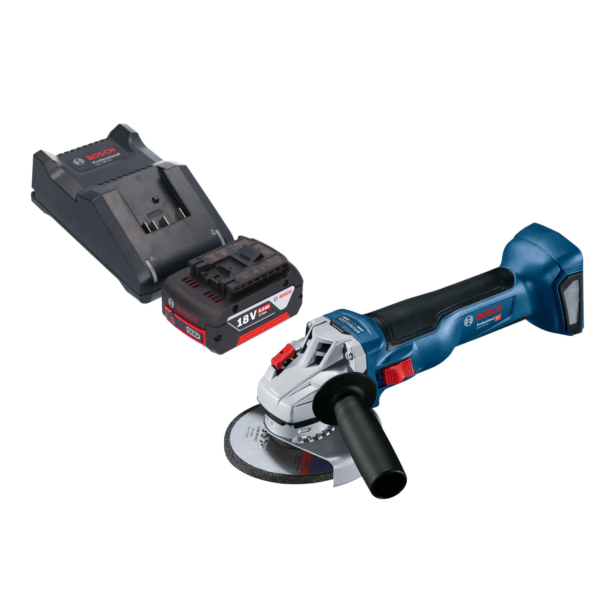Bosch GWS 18V 10 Professional Akku Winkelschleifer 18 V 125 mm Brushless 1x Akku 5 0 Ah Ladegeraet 0 - toolbrothers