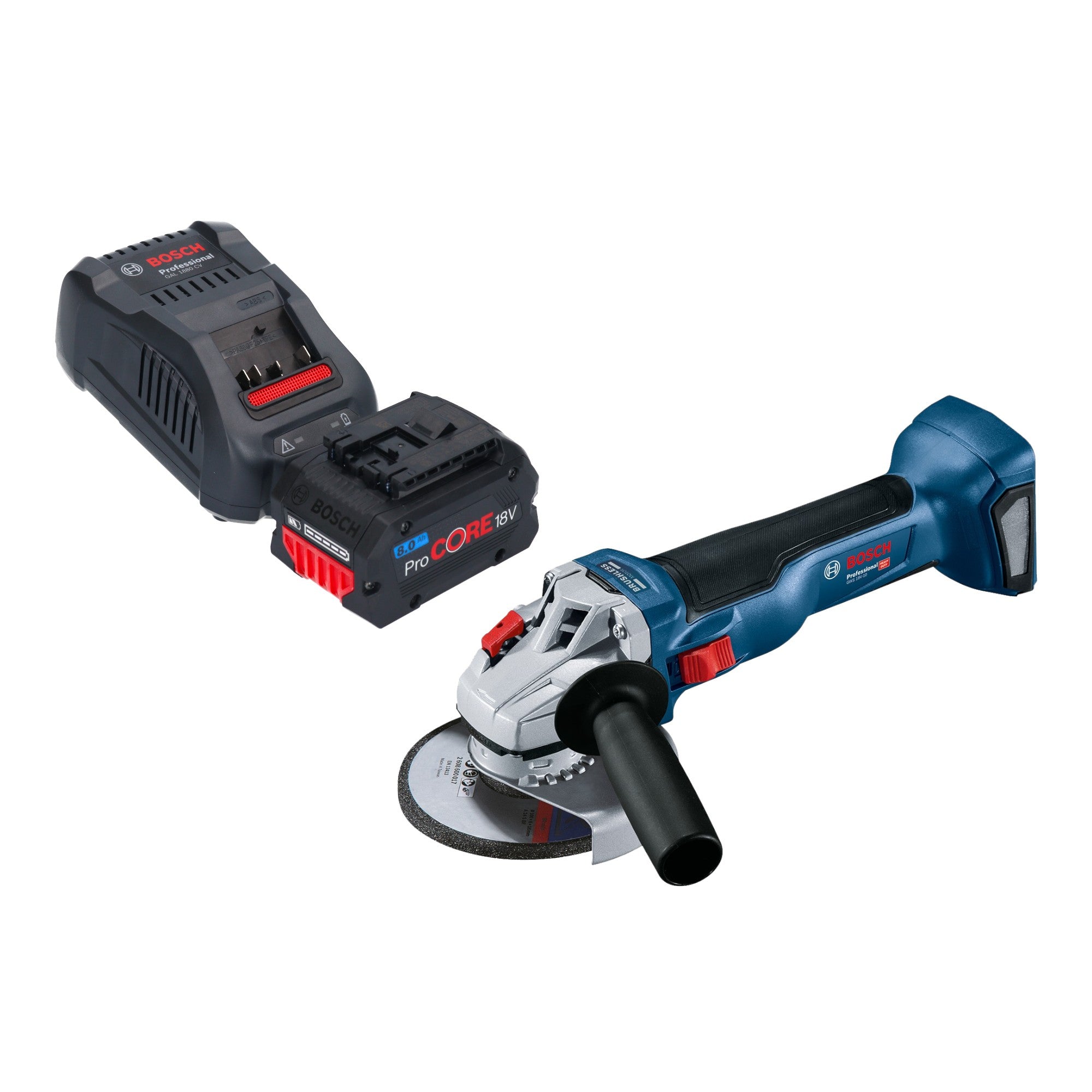 Bosch GWS 18V 10 Professional Akku Winkelschleifer 18 V 125 mm Brushless 1x ProCORE Akku 8 0 Ah Ladegeraet 0 - toolbrothers