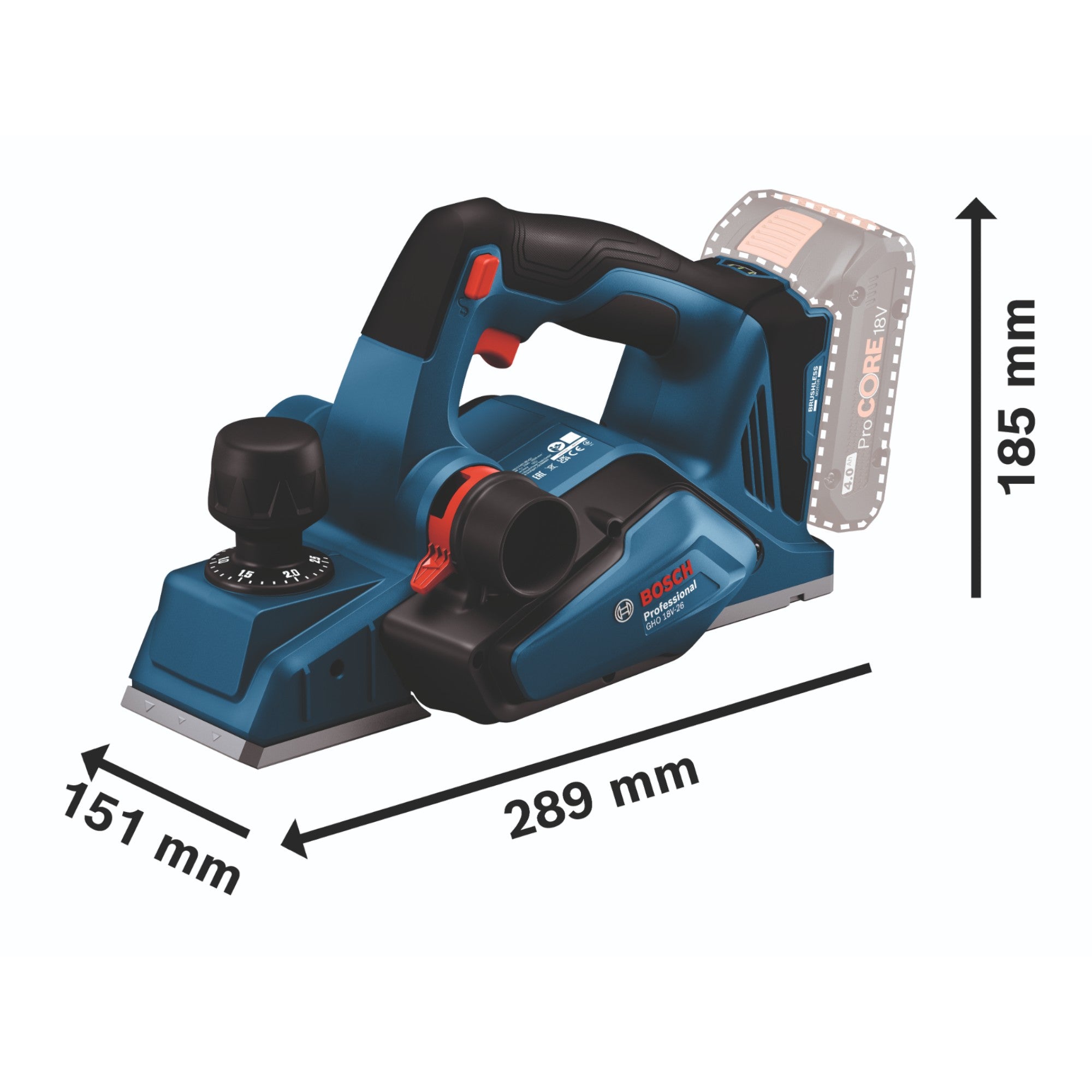 Bosch GHO 18V 26 Professional Akku Hobel 18 V 2 6 mm Brushless 1x ProCORE Akku 4 0 Ah Ladegeraet L Boxx 4 - toolbrothers