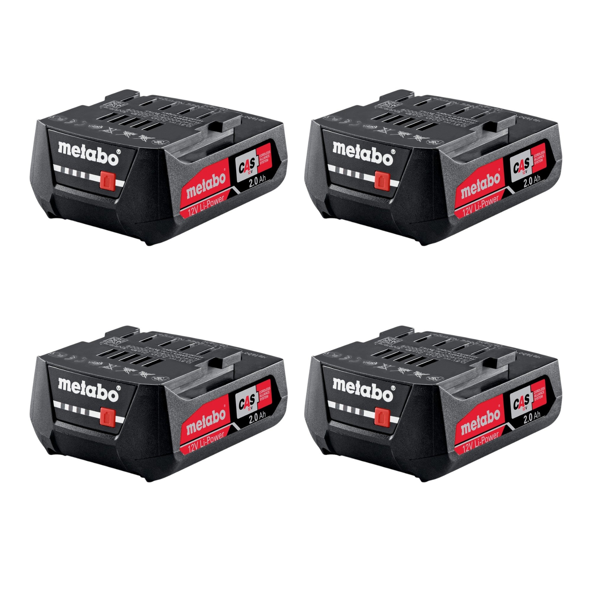 Metabo Akku Set 4x Li Power Akkupack 12 V 2 0 Ah 2000 mAh Li Ion mit Ladestandanzeige 4x 625406000  0 - toolbrothers