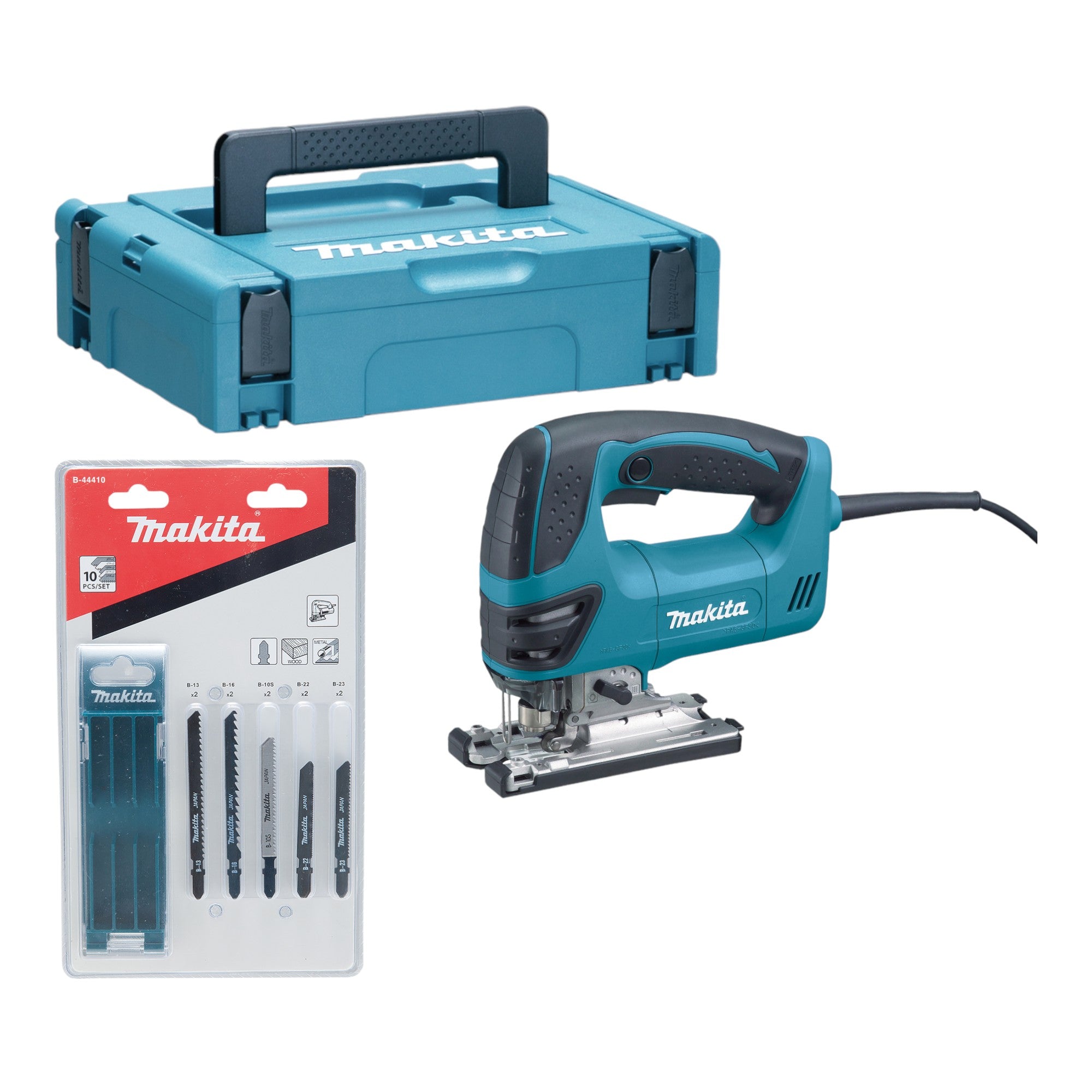 Makita 4350 FCTJ Pendelhub Stichsaege 720 Watt 135 mm 10 tlg Stichsaegeblatt Set Makpac 0 - toolbrothers