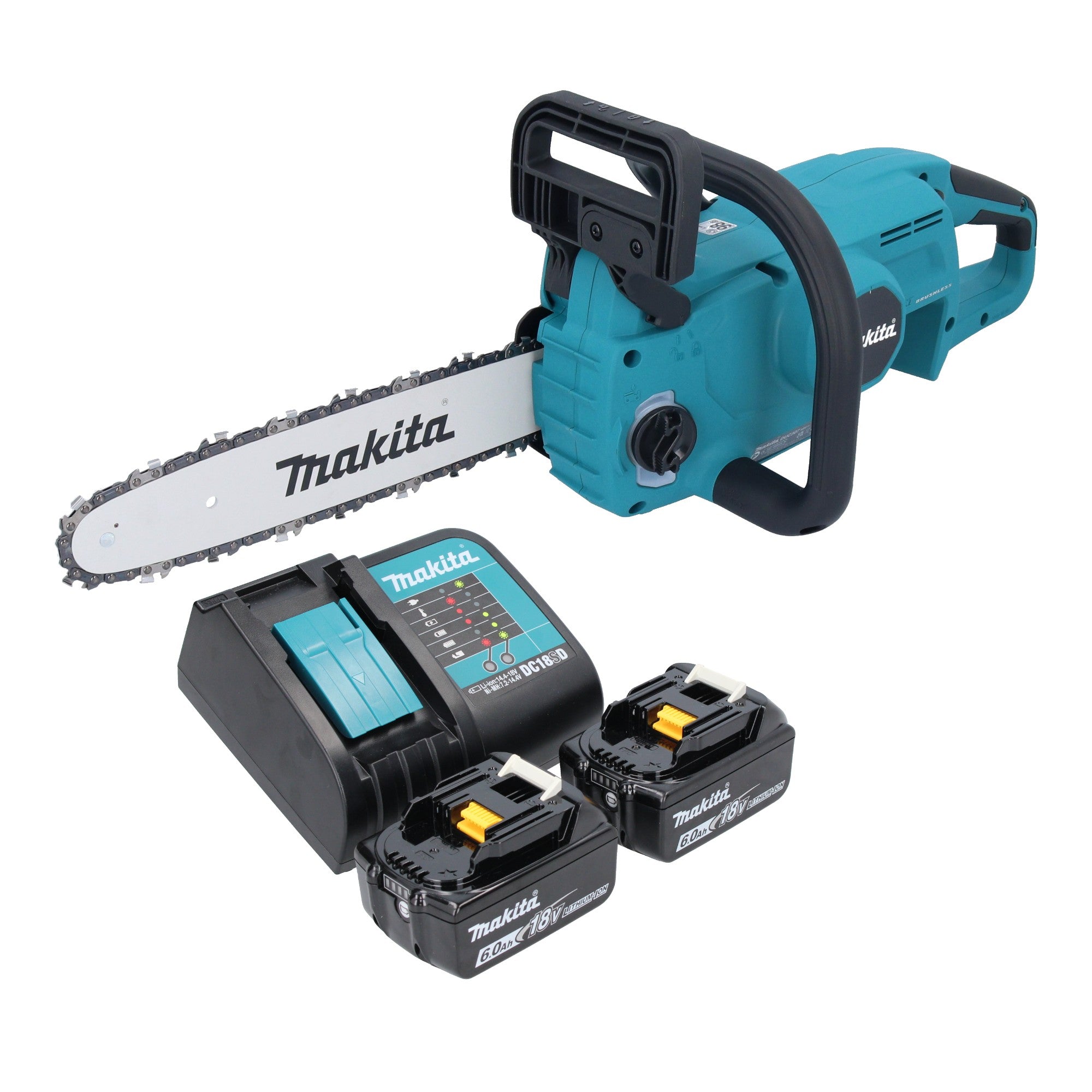 Makita DUC 307 SG2X3 Akku Kettensaege 18 V 30 cm Brushless 2x Akku 6 0 Ah Ladegeraet 0 - toolbrothers