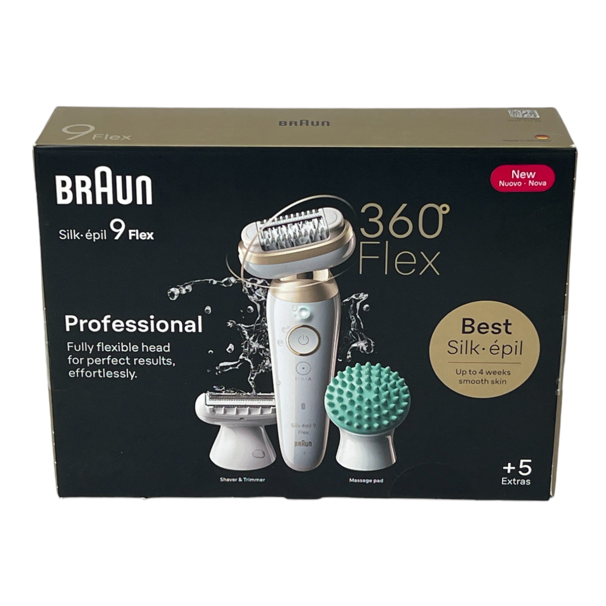 BRAUN Silk Epil 9 071 3D Flex Epilierer Damen Haarentferner fuer langanhaltende Haarentfernung Rasieraufsatz Massageaufsatz Weiss Gold 0 - toolbrothers