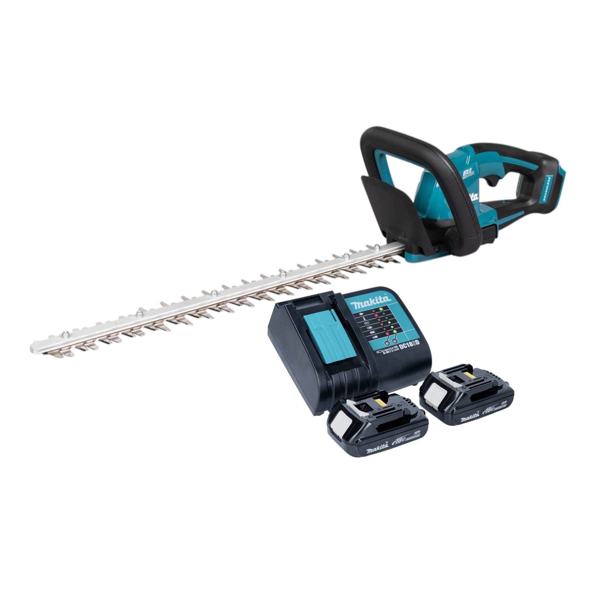 Makita DUH 506 SY2 Akku Heckenschere 18 V 50 cm Brushless 2x Akku 1 5 Ah Ladegeraet 0 - toolbrothers
