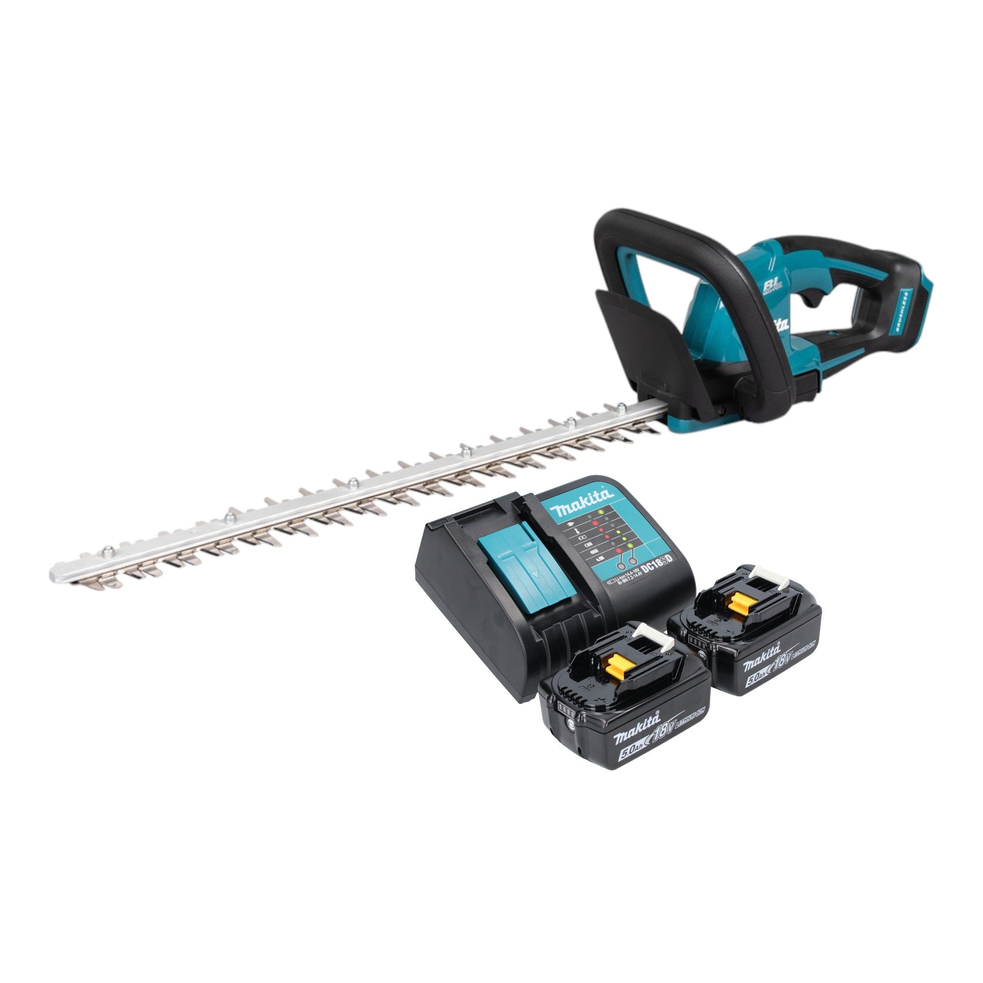 Makita DUH 506 ST2 Akku Heckenschere 18 V 50 cm Brushless 2x Akku 5 0 Ah Ladegeraet 0 - toolbrothers