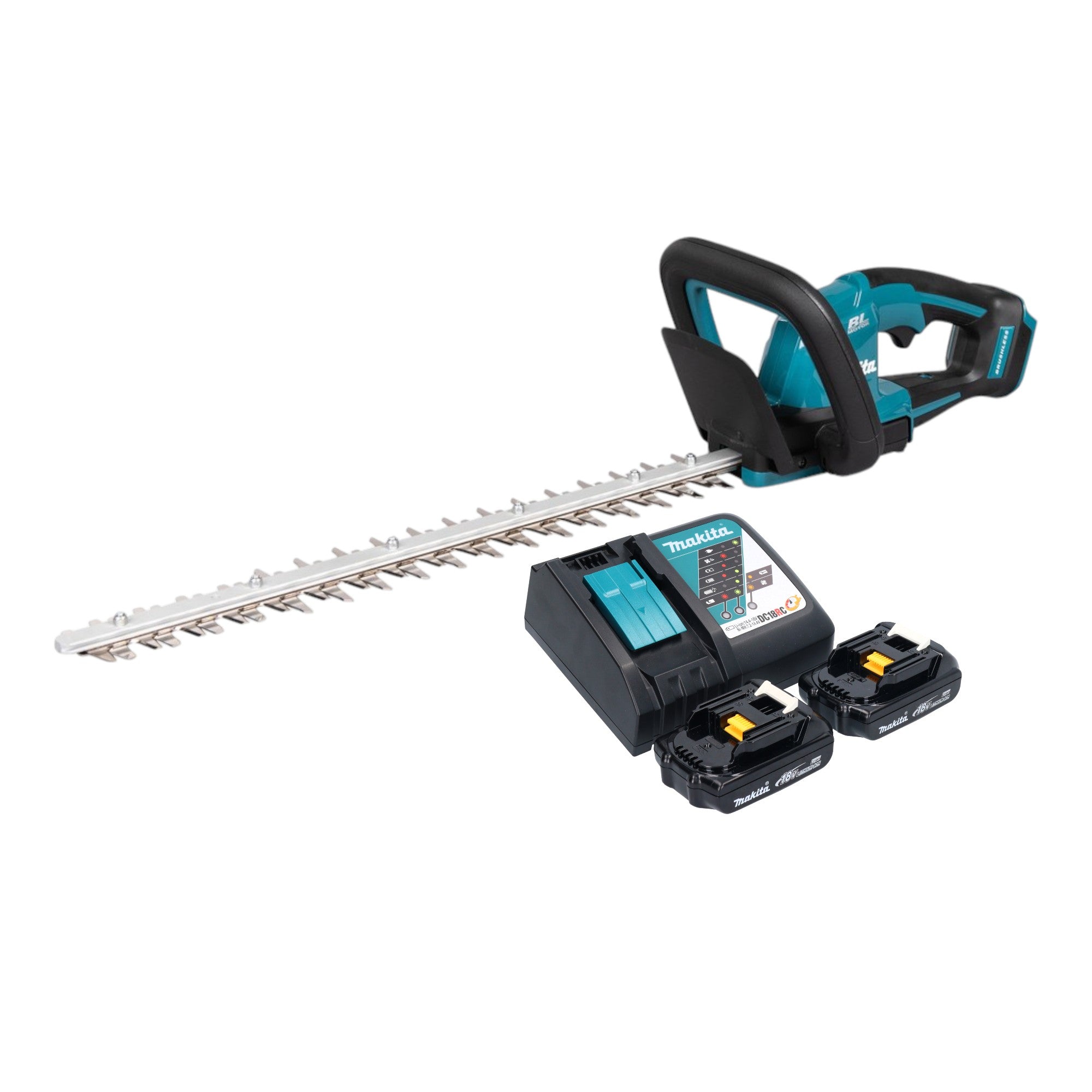 Makita DUH 506 RY2 Akku Heckenschere 18 V 50 cm Brushless 2x Akku 1 5 Ah Ladegeraet 0 - toolbrothers