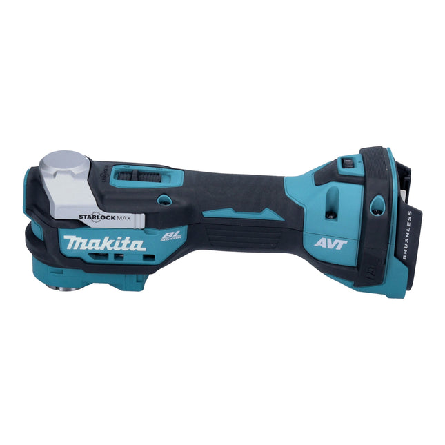 Herramienta multifunción a batería Makita DTM 52 T1JX2 18 V Starlock Max Brushless + 1x batería recargable 5,0 Ah + cargador + juego de accesorios de 43 piezas + Makpac