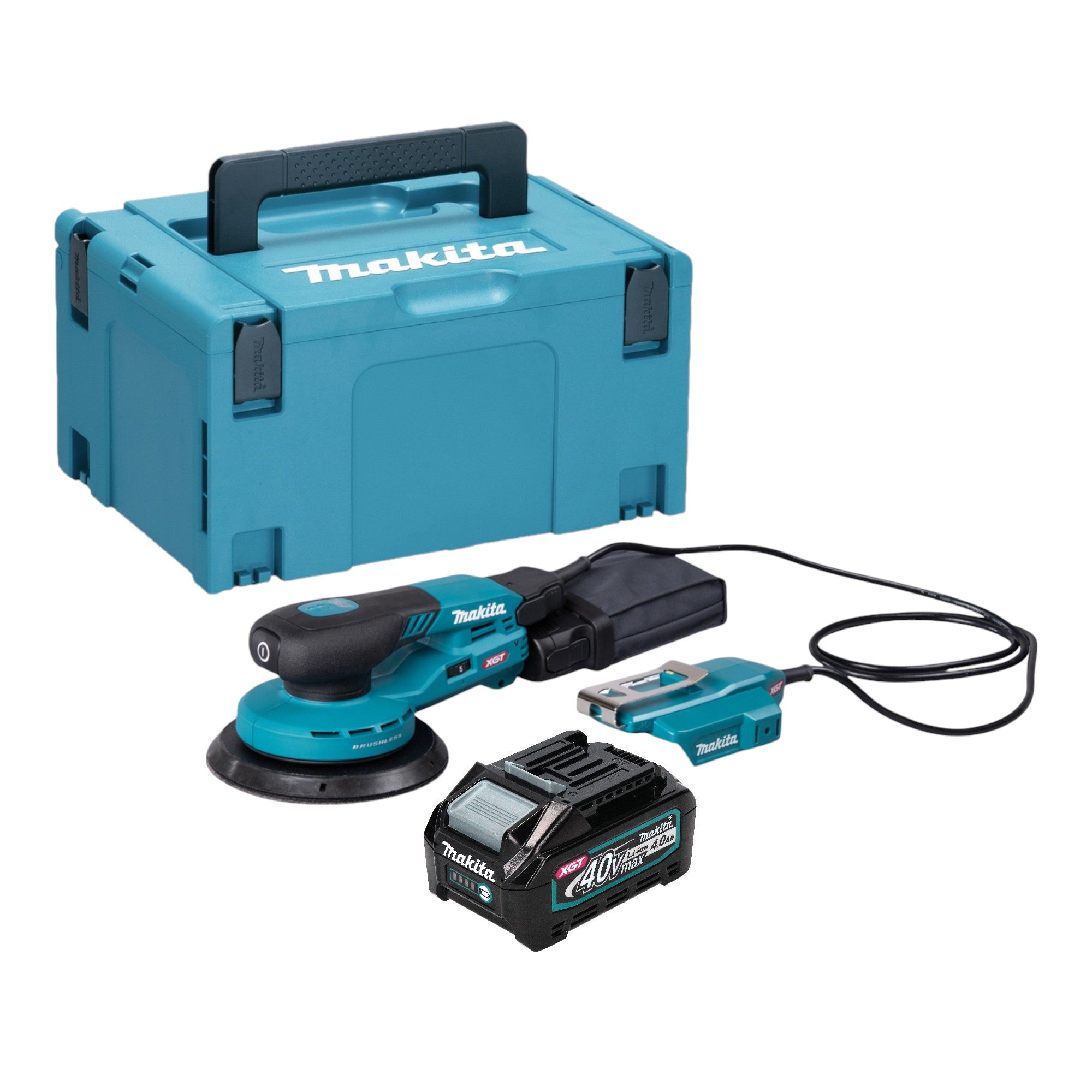 Makita BO 004 CGM101 Akku Exzenterschleifer 40 V max 150 mm 3 0 mm Hub Brushless 1x Akku 4 0 Ah Makpac ohne Ladegeraet 0 - toolbrothers