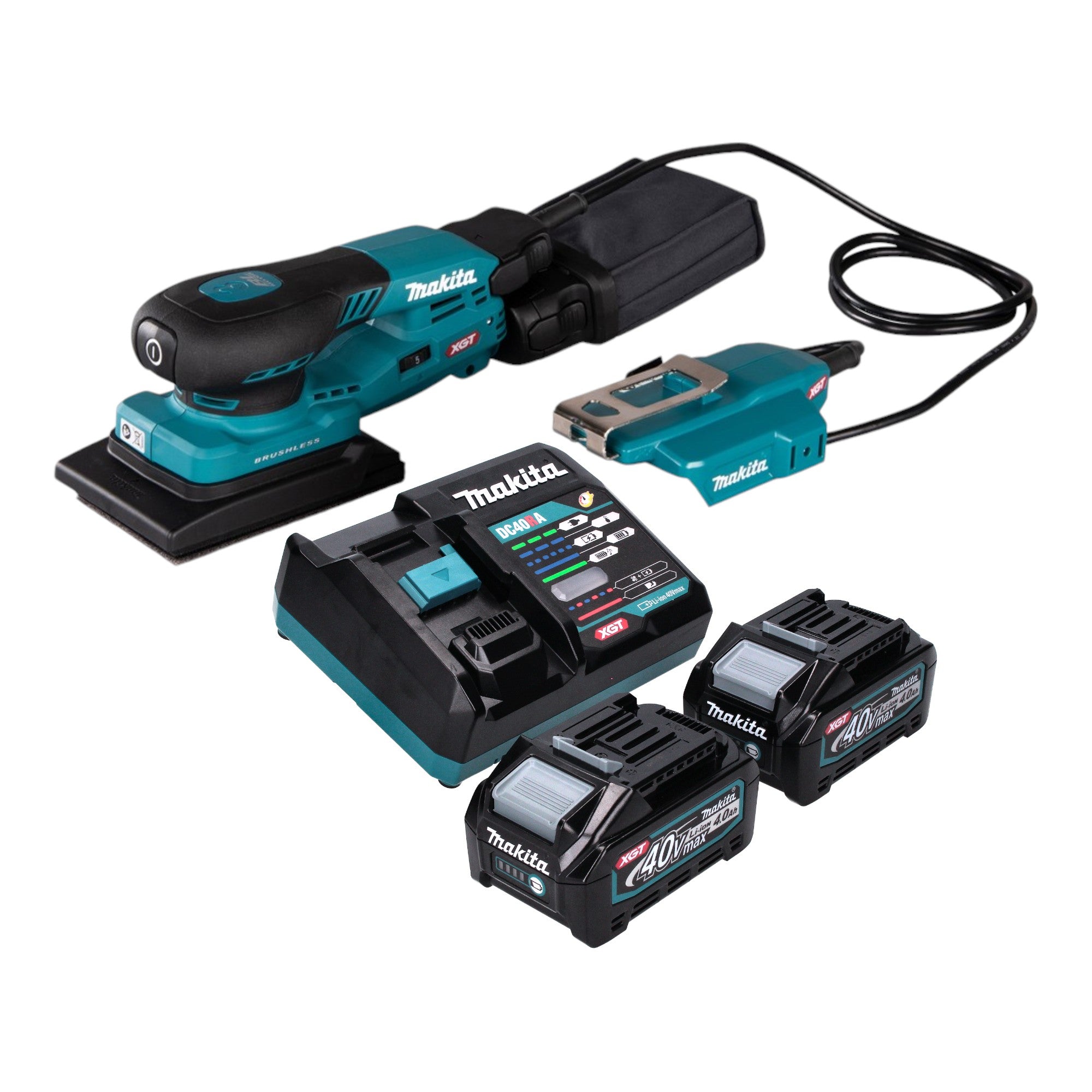 Makita BO 005 CGM201 Akku Schwingschleifer 40 V max 80 x 130 mm 3 0 mm Hub Brushless 2x Akku 4 0 Ah Ladegeraet 0 - toolbrothers
