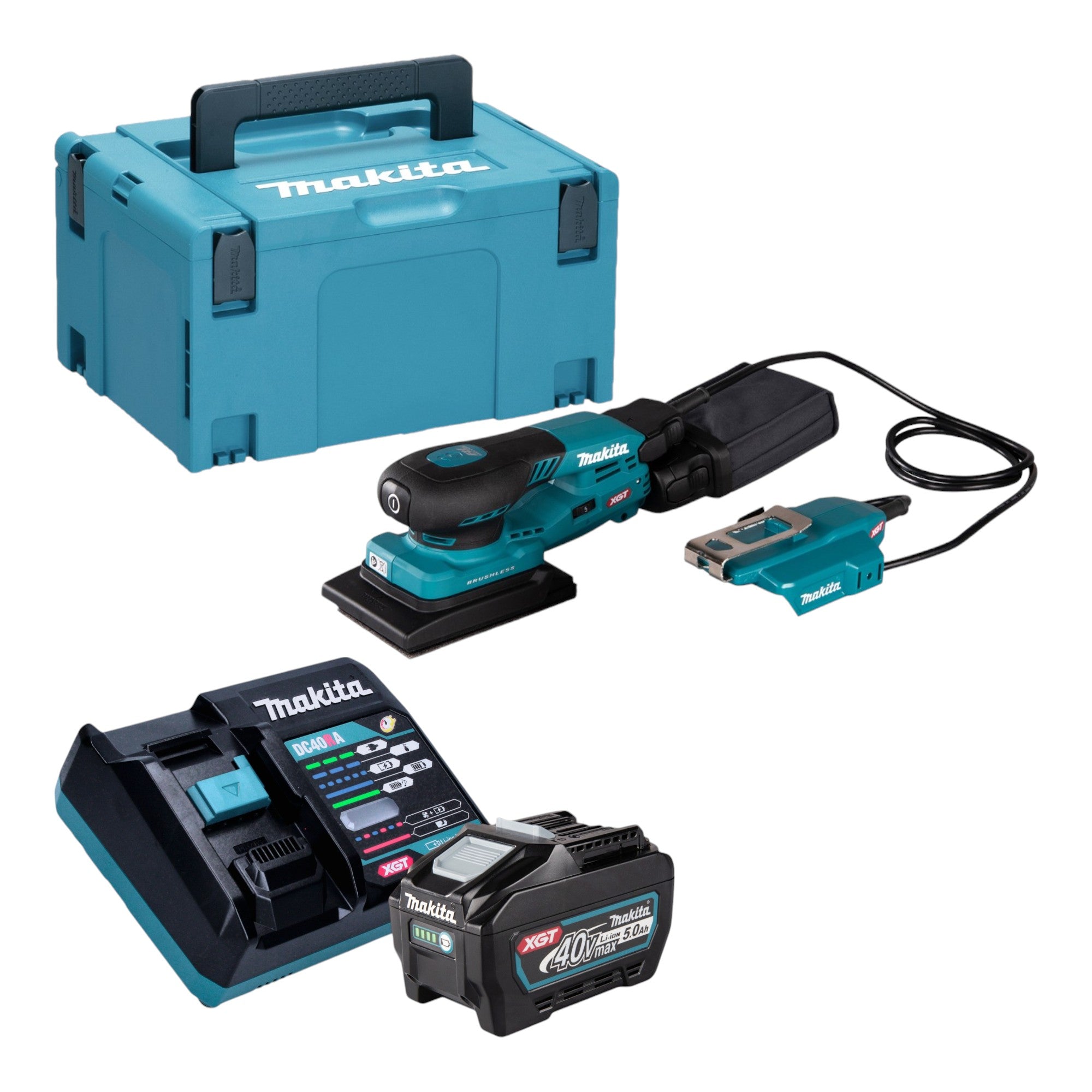 Makita BO 005 CGT101 Akku Schwingschleifer 40 V max 80 x 130 mm 3 0 mm Hub Brushless 1x Akku 5 0 Ah Ladegeraet Makpac 0 - toolbrothers