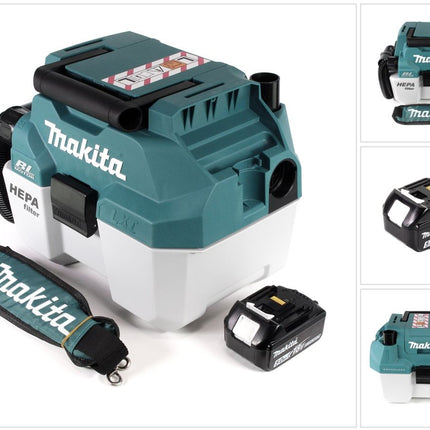 Makita DVC 750 LT1X3 Akku Staubsauger Nass und Trockensauger 18 V tragbar + 1x 5,0 Ah Akku - ohne Zubehör, ohne Ladegerät - Toolbrothers