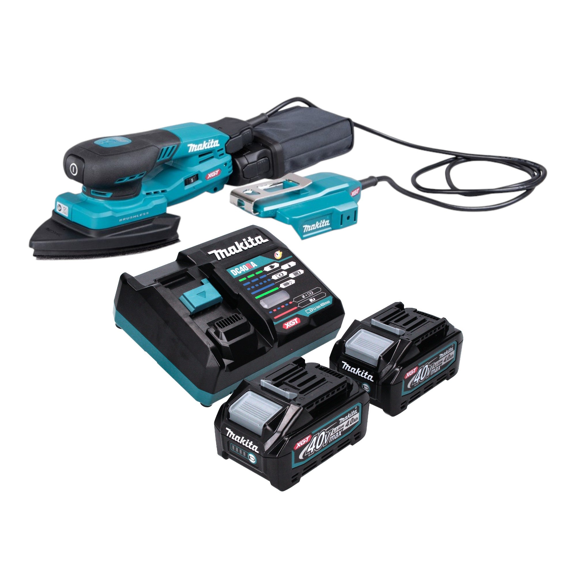 Makita BO 006 CGM201 Akku Deltaschleifer 40 V max 100 x 150 mm 3 0 mm Hub Brushless 2x Akku 4 0 Ah Ladegeraet 0 - toolbrothers