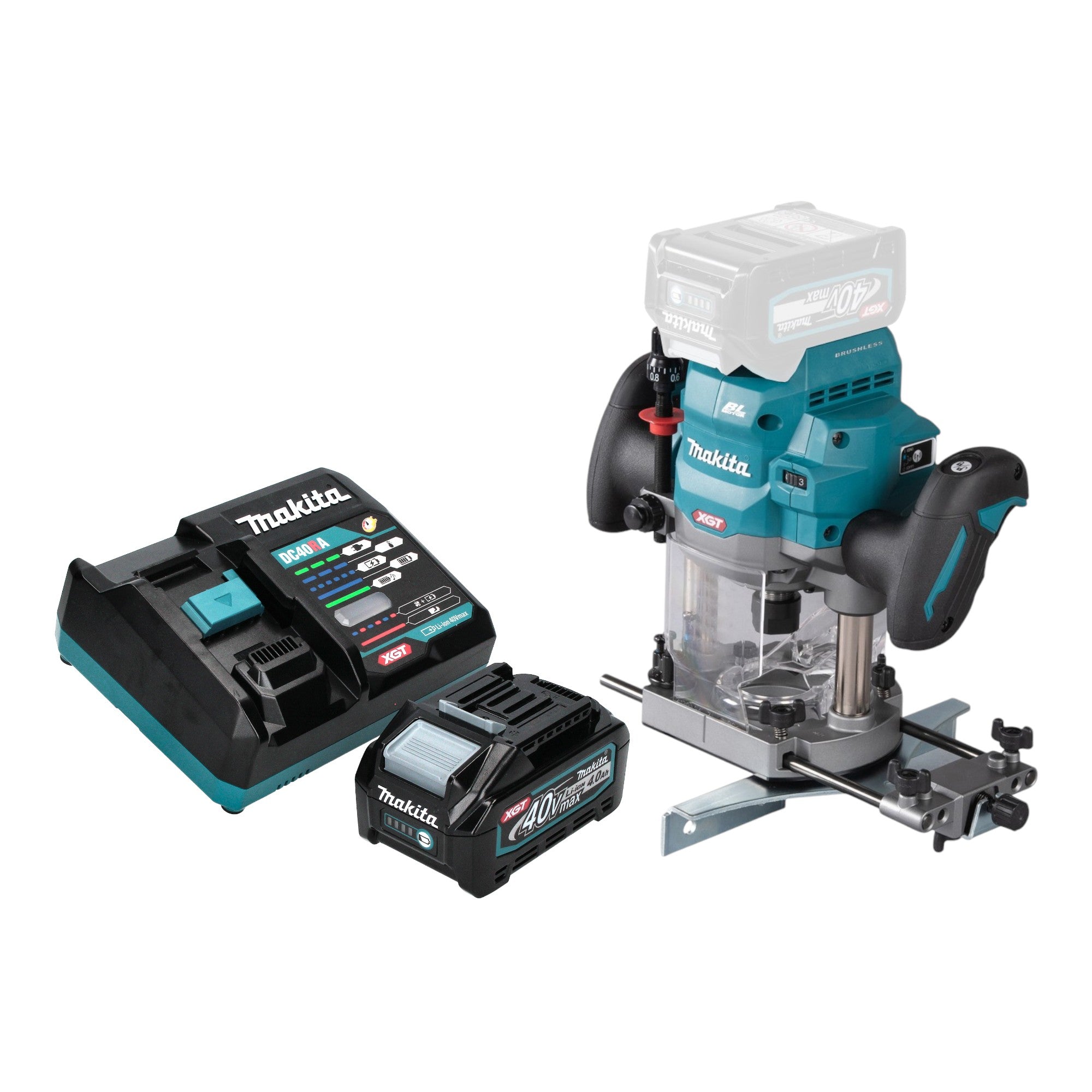 Makita RP 001 GM101 Akku Oberfraese 40 V max 12 mm Brushless 1x Akku 4 0 Ah Ladegeraet 0 - toolbrothers