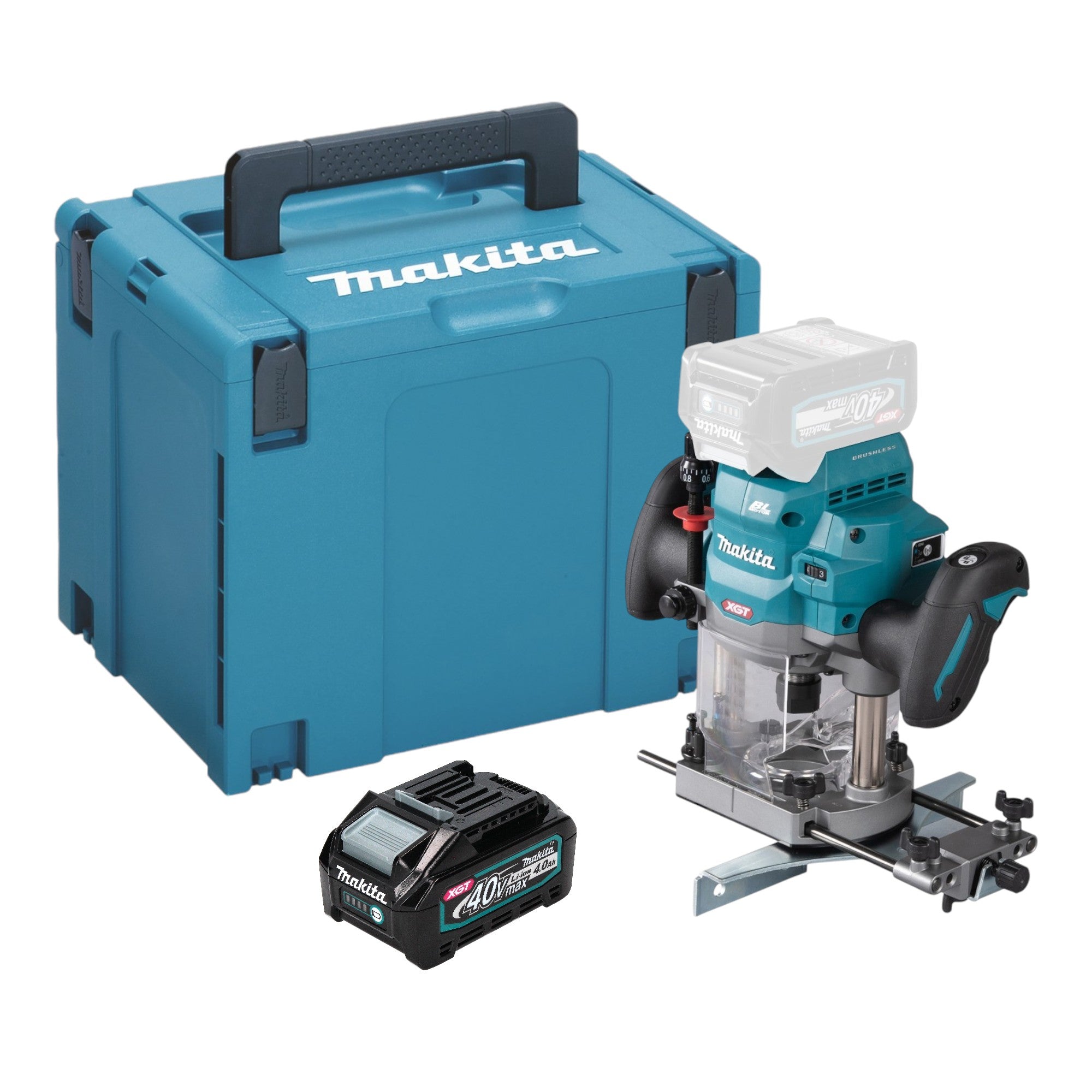 Makita RP 001 GM101 Akku Oberfraese 40 V max 12 mm Brushless 1x Akku 4 0 Ah Makpac ohne Ladegeraet 0 - toolbrothers