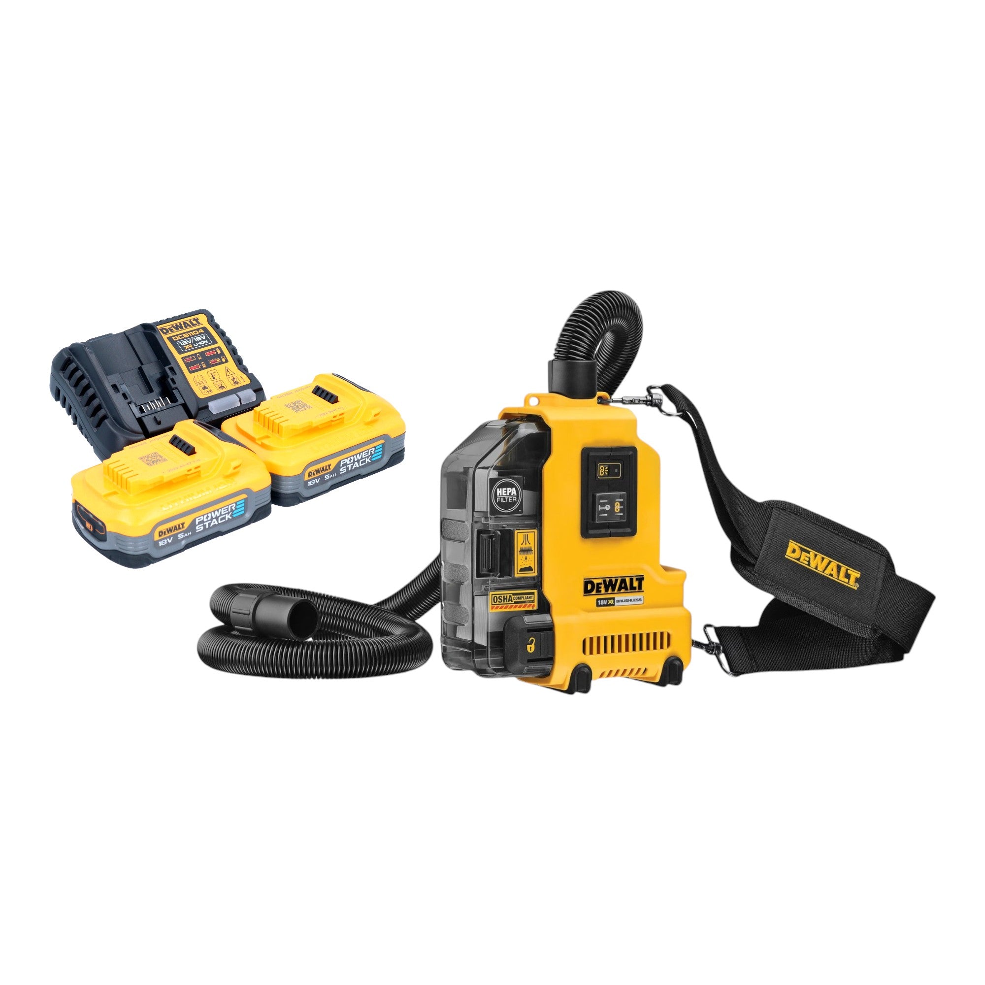 DeWalt DWH 161 H2 Akku Universalabsaugung 18 V 0 21 l Brushless 2x Powerstack Akku 5 0 Ah Ladegeraet 0 - toolbrothers