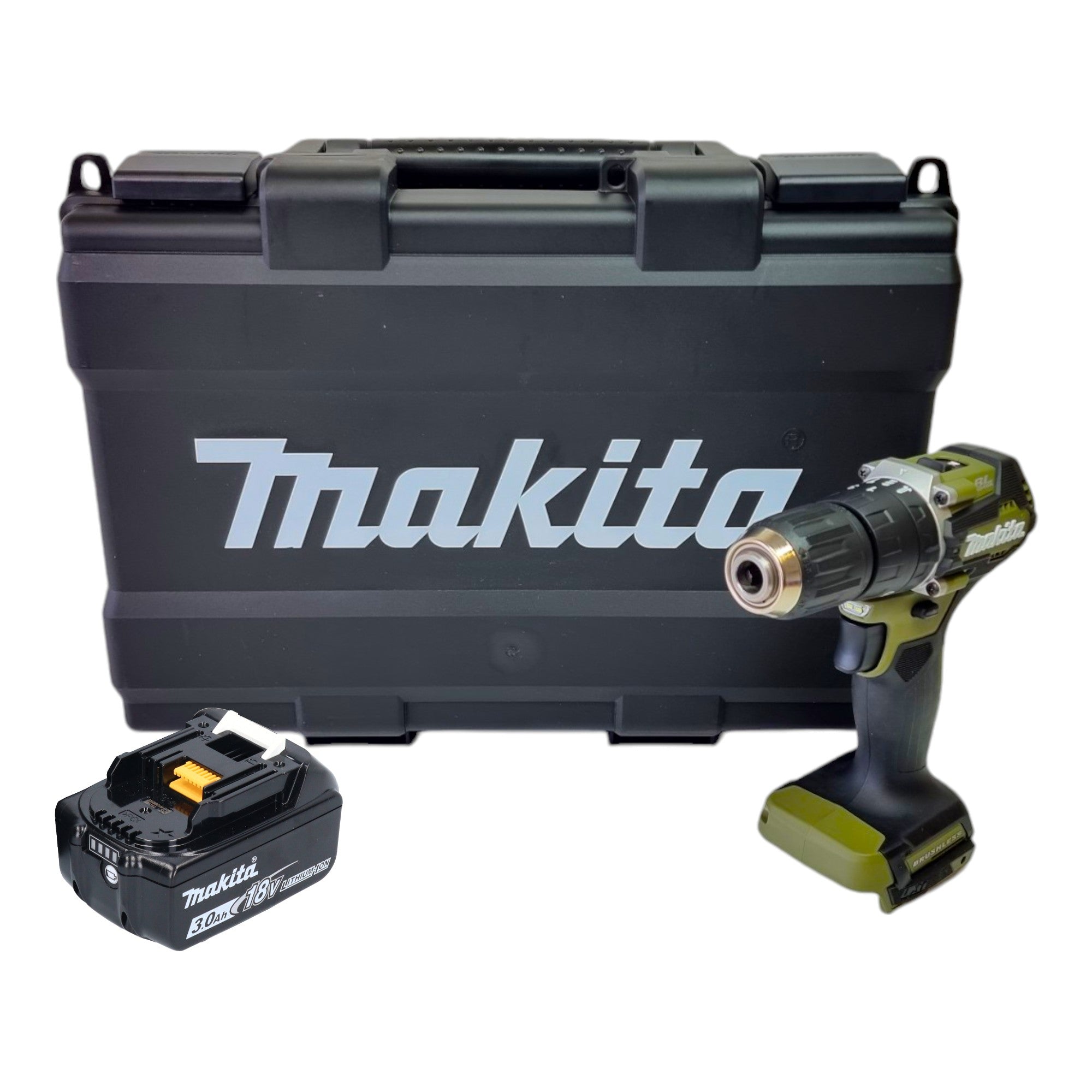 Makita DHP 487 F1KO Akku Schlagbohrschrauber 18 V 40 Nm Brushless Olive Outdoor Adventure Serie 1x Akku 3 0 Ah Koffer ohne Ladegeraet 0 - toolbrothers
