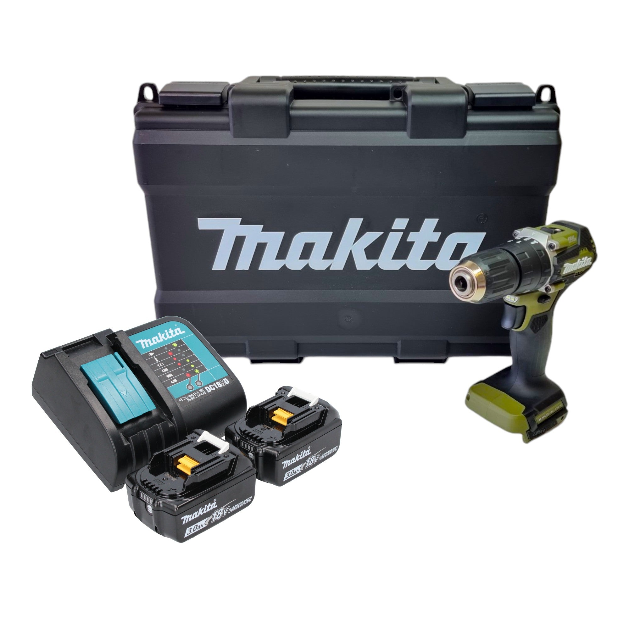 Makita DHP 487 SFKO Akku Schlagbohrschrauber 18 V 40 Nm Brushless Olive Outdoor Adventure Serie 2x Akku 3 0 Ah Ladegeraet Koffer 0 - toolbrothers