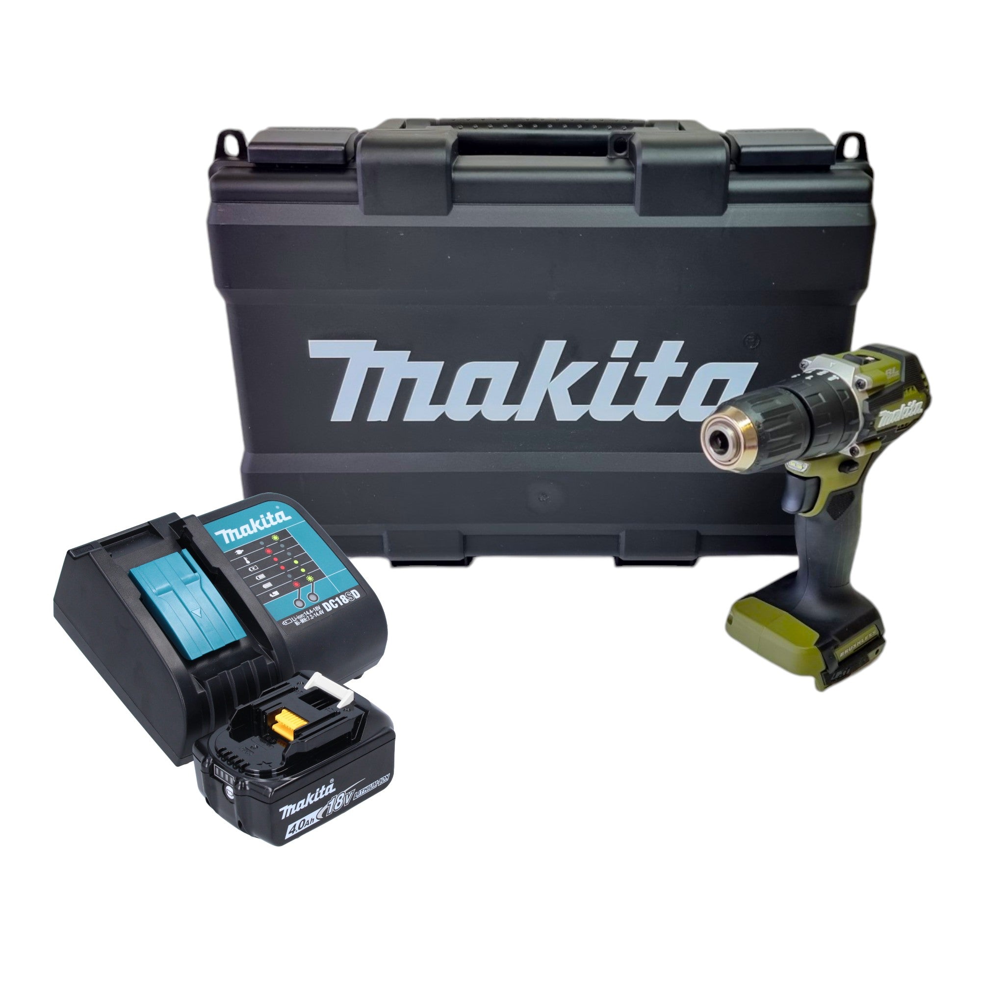 Makita DHP 487 SM1KO Akku Schlagbohrschrauber 18 V 40 Nm Brushless Olive Outdoor Adventure Serie 1x Akku 4 0 Ah Ladegeraet Koffer 0 - toolbrothers