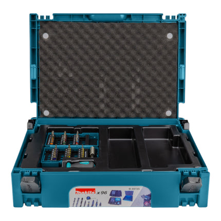 Makita B-49725 Set di punte da trapano da 96 pezzi + Makpac ( taglierino coltello metro a nastro pugno cacciavite cricchetto cacciavite porta bit )