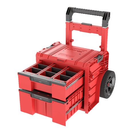 Qbrick System PRO Cart 2.0 Plus Drawer 2 Red Ultra HD Boîte mobile personnalisée sur roulettes 520 x 415 x 660 mm 9,5 l 12 l poignée télescopique double amovible