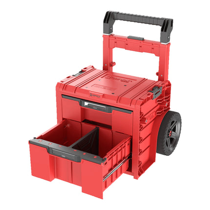 Qbrick System PRO Cart 2.0 Plus Drawer 2 Red Ultra HD Box mobile su ruote 520 x 415 x 660 mm 9,5 l 12 l manico doppio telescopico staccabile